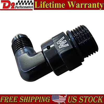 Aluminum Black -6 AN Flare To Male 8 AN ORB Swivel 90 Degree Adapter Fitting • $9.99