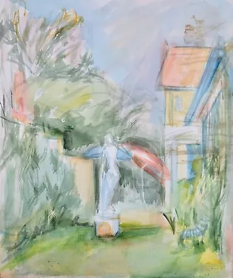 Magdalena Reinharez - Painting Original - Watercolour - Jardin With Statue • $529.49