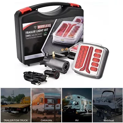 Wireless Magnetic Trailer Light Kit Rear Light For Tow Truck RV LED Towing Light • $78.43