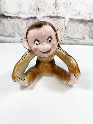 Vintage 1950s CERAMIC SMILING MONKEY Planter RARE • $15.99