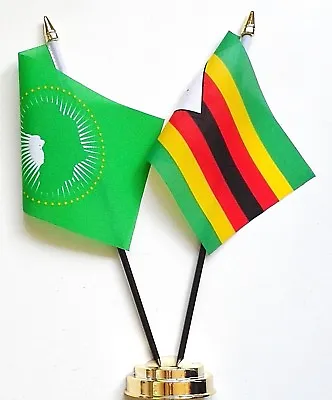 African Union & Zimbabwe Double Friendship Table Flag Set • £9