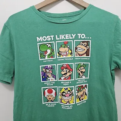 SUPER MARIO BROS Characters Kids Green T Shirt Graphic Print Size XXL (18) • $11.99