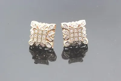 14k Rose Gold Estate Diamond Stud Earrings Pink Gemstone Vintage Style 0.90 TCW • $826.62