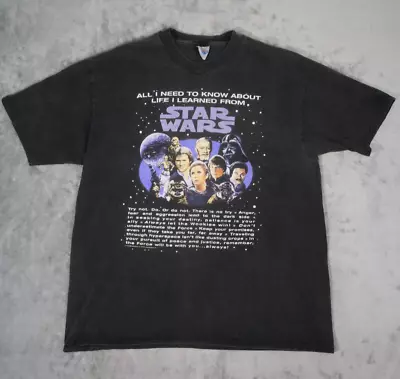 Vintage 1996 Star Wars Men's XL Black T Shirt Lucas Films Hanes Beefy T Hans • $44.95