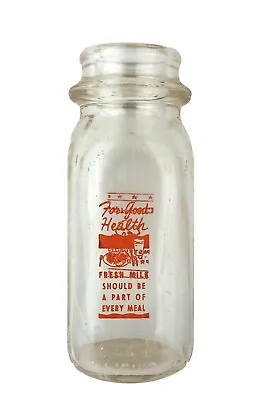 Vintage Cloverlake Orange Print Half Pint Glass Milk Bottle Plainview Texas 5.5  • $19.99