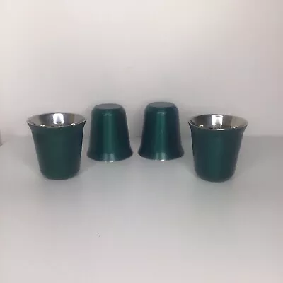4 X Nespresso Pixie Double Wall Stainless Steel Lungo Piccolo Cups Green 160mL • $35
