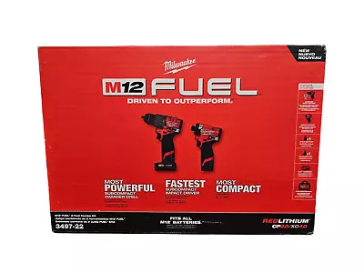 Milwaukee 3497-22 M12 Cordless 2-Tool Set (Hammer Drill & Impact Driver) • $152.99