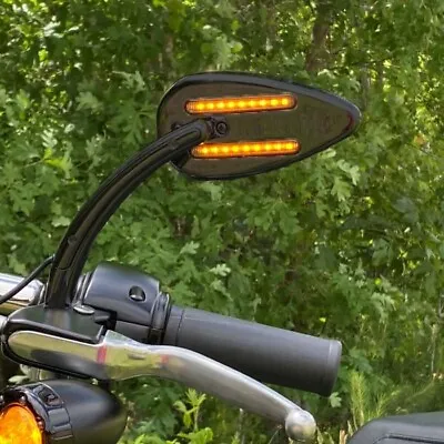 Custom Dynamics LED Motorcycle Mirrors W/ Run Brake & Turn Signal Black • $209.95