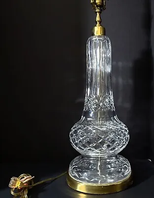 Waterford Antique 1950's Fine Cut Crystal Table Lamp - 34  Tall W/Crystal Finial • $400