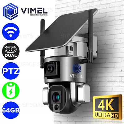 WIFI Dual Solar Security Camera 64GB LIVE View ULTRA HD 4K PTZ Human Detection • $289