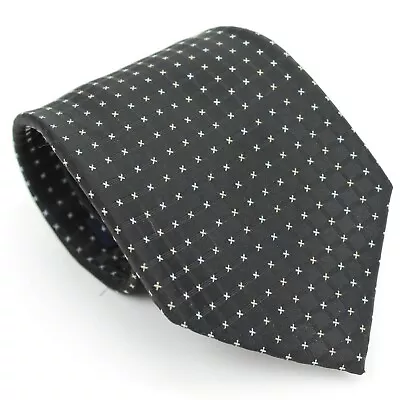 Versa Milan Black Geometric Woven X Pattern 7 Fold 100% Silk Neck Tie • $24.99