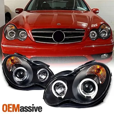 Fits 2001-07 Benz W203 C-Class Black Bezel LED Halo Projector Headlights Lamps • $185.99