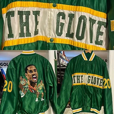 Custom Vintage Green Seattle Supersonics Gary Payton The Glove Satin Jacket • $1500