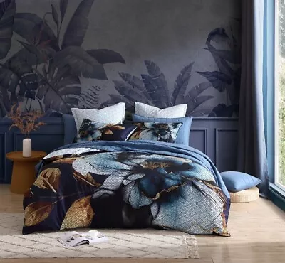 Logan & Mason Golden Glow Quilt Cover Set Navy • $34.97