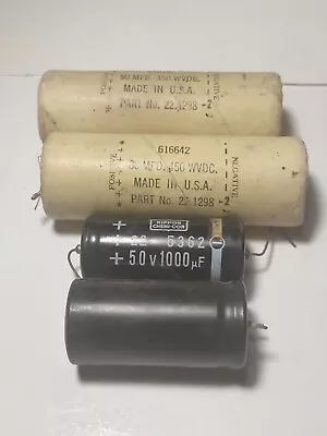 Vintage Nippon Chemi-Con 22 & 2 Paper Capacitors 80 MF (1) 180V FOUR PIECE LOT • $15.95