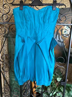 Warehouse Teal Strapless Mini Dress Size 8 • £8