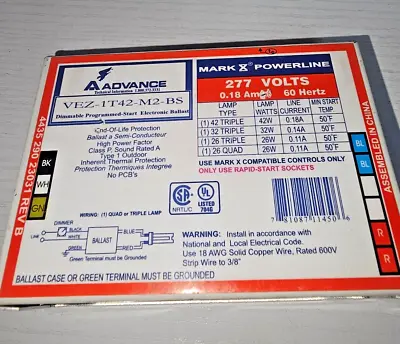 Advance Mark 10 VEZ-1T42-M2-BS CFL Electronic Dimming Ballast • $59