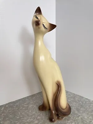 Vtg Napco Ceramic Siamese Tall Cat Eyelashes C-6195/mb Japan Napcoware Flaws • $30