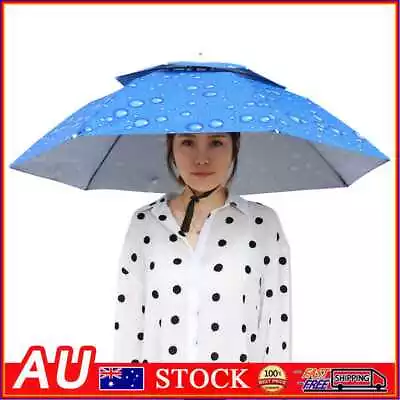 $17.69 • Buy Portable Rain Umbrella Hat Foldable Outdoor Sun Shade Head Cap (Dark Blue)