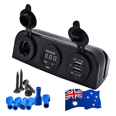 Car Boat Marine 4.2A Dual USB Charger With Cigarette Lighter Socket Volt Meter • $23.95