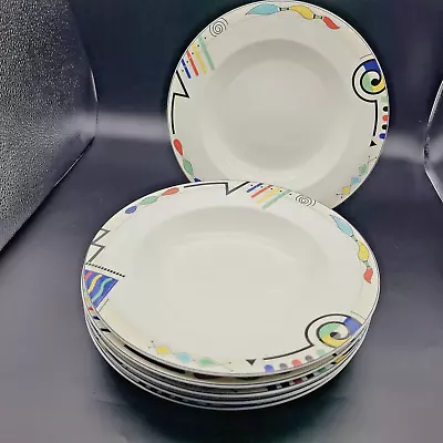 MIKASA Ultima + Set (4) Four Soup Pasta Plates HEADLINE Super Strong Funky 9.5  • $48