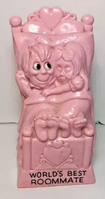 R&W Berries Pink World's Best Roommate Figurine Man Woman In Bed Kitsch 1971 • $10.98