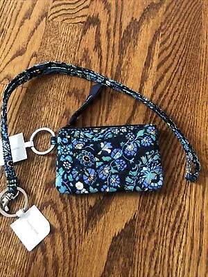 Vera Bradley Zip ID Case And Lanyard NWT Dreamer Paisley Blue Floral Pattern • $21.90