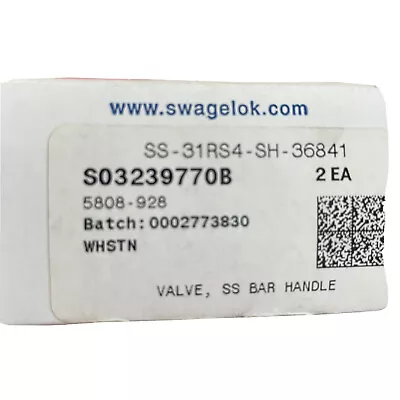 Swagelok Precision Metering Valve 1/4 Ss-31rs4-sh36841 Micrometer “ 2 Each” • $159