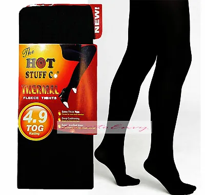 £5.49 • Buy Ladies Thermal Tights Fleece Lined Winter Warm Black Full Foot THICK Tights S-2X