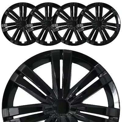 16  Set Of 4 Black Wheel Covers Snap On Full Hub Caps Fit R16 Tire & Steel Rim • $49.99