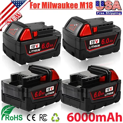 4 Pack For Milwaukee M18 XC 6.0 Extended Capacity Battery 48-11-1852 48-11-1860 • $103.99