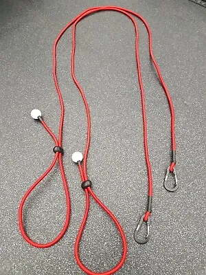 2x RED Kayak Paddle Leash Fishing Rod Holder Bungee Tie Rope Shock Cord Lanyard • £7.20