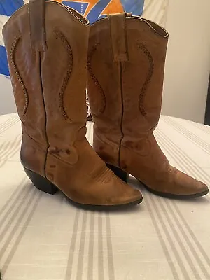 Maine Woods Vintage Leather Cowgirl Western Boots Size 7 M - Made In Mexico • $36.99