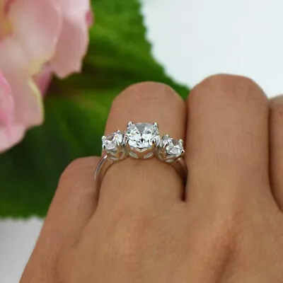£99 • Buy 2 Ct Round Cut Diamond 14k White Gold Over Three Stone Engagement Wedding Ring