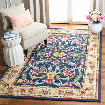 Arts & Crafts William Morris Style Wool/Cotton Blue Area Rug **FREE SHIPPING** • $99