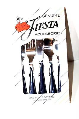 '91 Vintage Fiesta SAPPHIRE 5 Piece Flatware Silverware Place Setting Fiestaware • $22.50