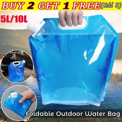 5L/10L Foldable Camping Storage Water Bottle Collapsible Bag Carrier Container • £3.79