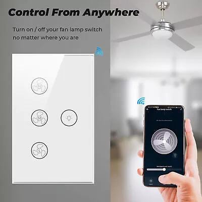$29.44 • Buy Smart Wifi Touch Ceiling Fan Wall Light Switch Panel For Alexa Google Home NEW