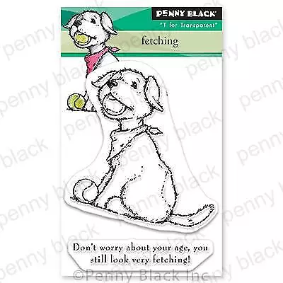 New Penny Black RUBBER STAMP Clear FETCHING DOG SET • $8.95