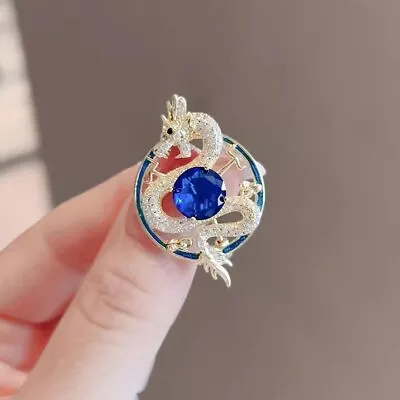 Retro Crystal Enamel Dragon Brooch Pin Women Men Costume Jewelry Party Gifts Hot • £4.91