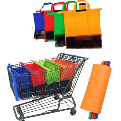 £13.99 • Buy Supermarket Shopping Basket Bags X4 Colours Washable Reusable Large Size  Stock 