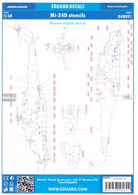 EDUD48091 1:48 Eduard Decals - Mi-24D Hind Stencils • $14.89