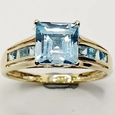 Cocktail Dress Blue Topaz 9ct Yellow Gold 375 Fancy Band Ring Size U 1/2  QVC • $393.95