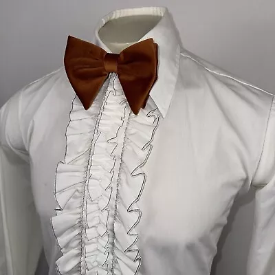 After Six Tuxedo Shirt Mens White Ruffle Tux Prom Retro Vtg 60s 70s Medium 15 34 • $59.99