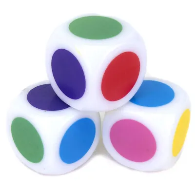 Colour Spot Dice X3 / 15mm D6 Six Sided Random Colour Maths Games Educational • £3.59