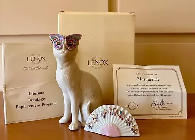 New Open Box LENOX   MASQUERADE” Cat With Japanese Fan W/certificate  • $25