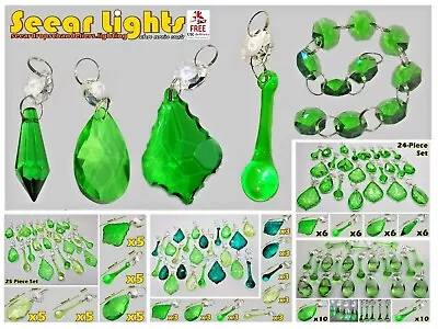 Emerald Green Chandelier Cut Glass Crystals Drops Wedding Beads Light Parts Chic • £8.16