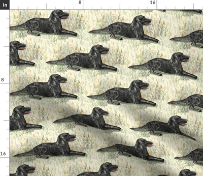 £30.42 • Buy Black Lab Wildflowers Landscape Labrador Spoonflower Fabric By The Yard