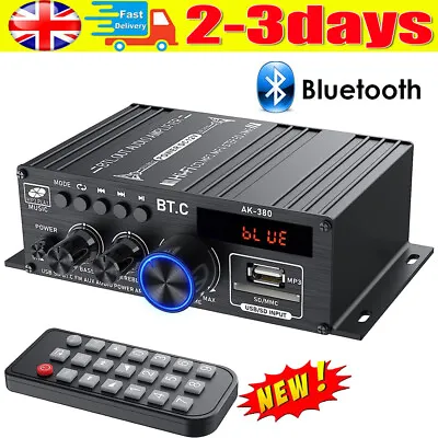 Bluetooth HiFi Power Amplifier Audio Digital Stereo FM AMP With Remote 400W UK • £18.90