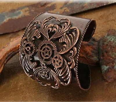 Jewelry Steampunk Industrial Clockwork Costume Antique Copper Gears Wrist Cuff • $14.95